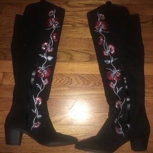 Carlos Santana over knee boots